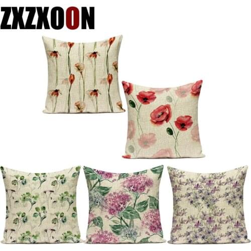 3d Flower Polyester Purple Flower Green Leaf Plant Decorative Pillows Cushion Cover for Sofa Home Living Room Almofadas