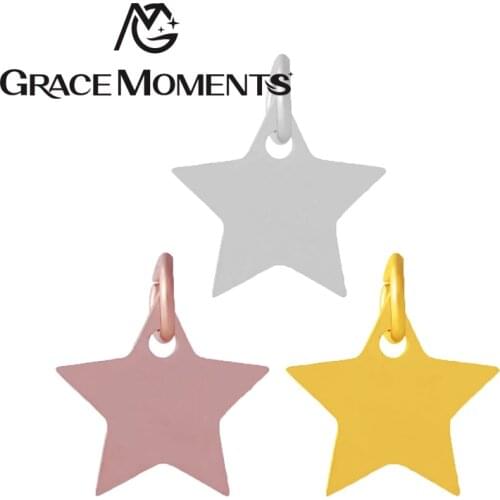 5pcs/lot Grace Moments 3 Colors Full Polish Nice Star Pendant Charms Making DIY Jewelry Bracelet Charm Steel Accessories Bijoux