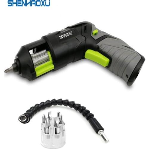 Pistol design Mini Cordless Electric Screwdriver rechargeable Lithium Battery with LED Lighting and Head for Home DIY for 7 PCS