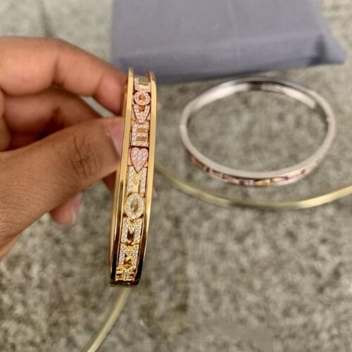 CZ stones DIY Bracelet for Women and Men and Children 2020 Personality Slider Bangle Roman Numeral Bracelet Women Bangle Sliding