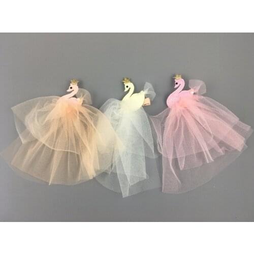 Boutique 15pcs Fashion Cute Glitter Swan Hairpins Solid Kawaii Crown Big Gauze Animal Hair Clips Princess Headwear Accessories