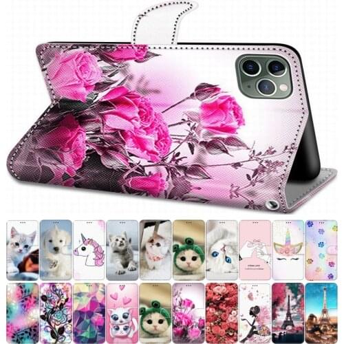 For Case Huawei P30 Lite P30 Pro Flip Leather Book Cover Phone Case Cute Rose Box Wolf Lion Cat Dog Unicorn Horse Tower DP08F