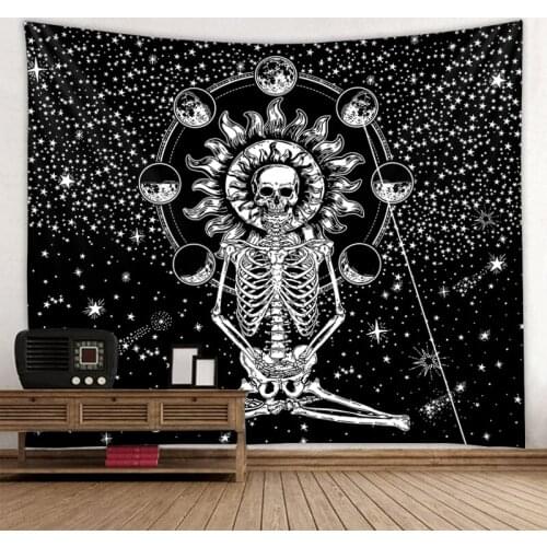 Skull Buddha background tapestry digital printing decorative cloth factory direct sales can be customized