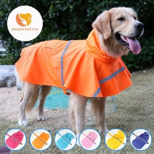 Large Dog Raincoat Labrador Retriever Pet Dog Clothes Reflective Rainwear Waterproof Medium Dog Rain Suit Hoodies DOGGYZSTYLE