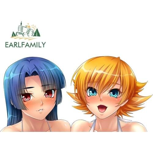EARLFAMILY 13cm x 6.4cm for Taimanin Asagi Yatsu Murasaki Decal Anime Occlusion Scratch RV Car Stickers Waterproof Decoration