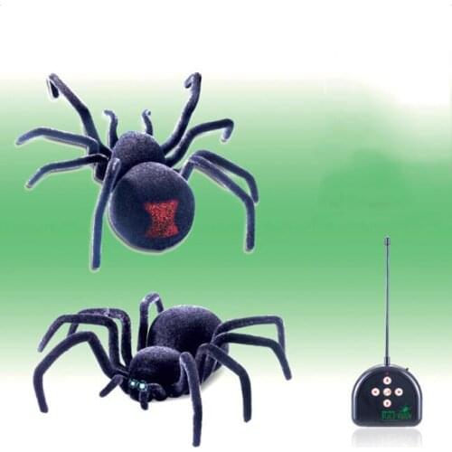 Electric Remote Control Toy Four-Way Wireless Remote Control Spider Toy Eyes Will Shine Black Spider Children Whole Person Gift