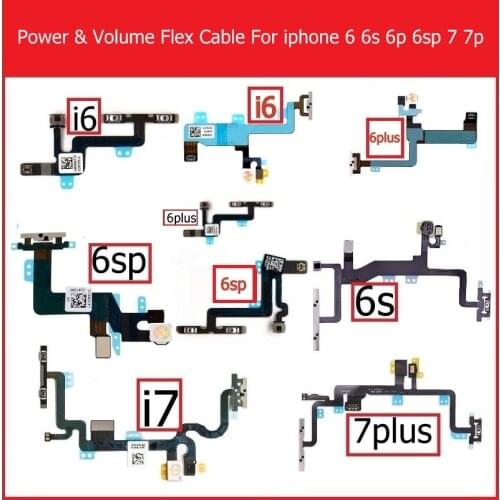 Genuine silent mute & power & Volume flex cable For iPhone 6 6s 7 8 plus power on/off & volume switch ribbon flex cable parts