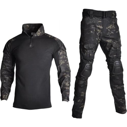 Outdoor Airsoft Paintball Clothing Military Shooting Uniform Tactical Combat Camo Shirts Cargo Pants Elbow Knee Pads Suits X359D
