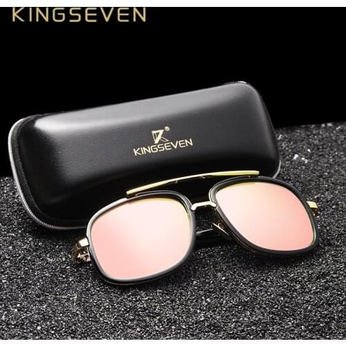 KINGSEVEN Fashion Unisex Retro Aluminum Sunglasses Men Lens Brand Designer Vintage Sun Glasses For Women UV400