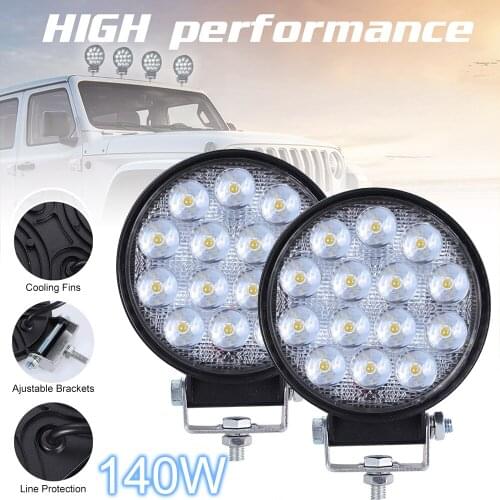 2Pcs 4 Inch 160W 140W Waterproof Offroad LED Light Bar Combo Beam Spotlight 6000K 9000LM Round Square LED Work Light for Trucks
