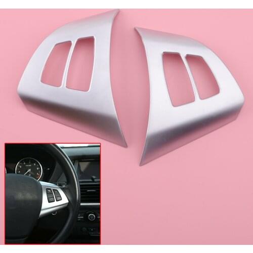 2Pcs New Steering Wheel Button Decor Frame Trim Chrome ABS Fit for BMW X5 E70 2008 2009 2010 2011 2012 2013 Accessories