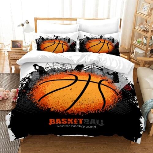 3D Print Basketball Bedding Set Dyeing Ink Basketball Pattern Kids Gift Bed Set For Boys Home Textiles Sports Duvet Cover