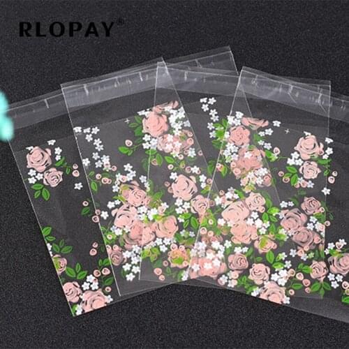 Creative Rose Flowers Candy Cookie Bags Wedding Party Gift Bag Self Adhesive Plastic Jelly Biscuit Packaging Macaron Bag