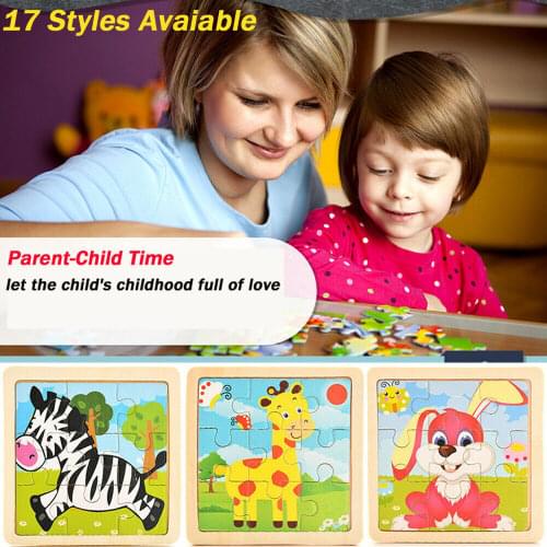 Creative Animals Wooden Puzzle Development Learning Color Shape Toddler Baby Educational Toy Puzzle Cartoon Jigsaw puzzle