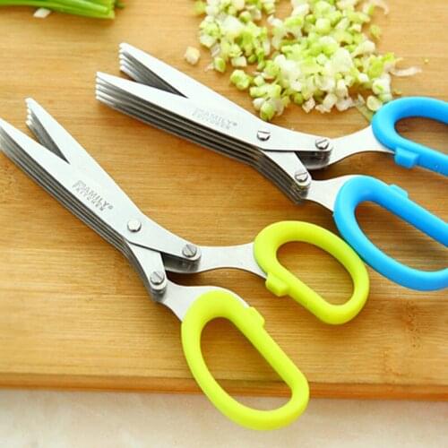 200PCS Multi-functional Stainless Steel Kitchen Knives Layers 5 Scissors Sushi Shredded Scallion Cut Cooking Tools
