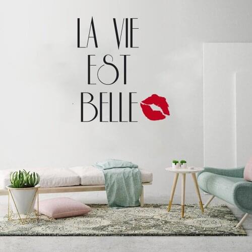 Life is Beautiful Wall Sticker French Quote Wall Decal Vinyl Art Stickers Modern For Kitchens Bedroom Home Decor DW8439