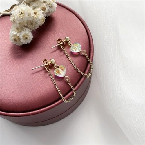 Tassel Chain Crystal Hearts Fashion Earrings New Rainbow Love Woman Earrings 2020