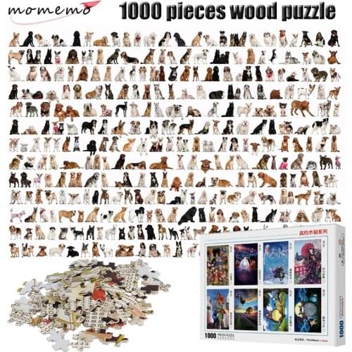 MOMEMO Kinds of Dogs Puzzle 1000 Pieces Animal Figure Adult Puzzle 2mm Thick Wooden Puzzle for Children Educational Toys Gifts
