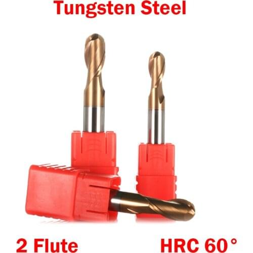 R0.5 R0.75 R1 R1.25 Cutting Edge Diameter Tungten Carbide 2 Flute HRC60 CNC Tool Router Bit Ball Nose End Mill Milling Cutter
