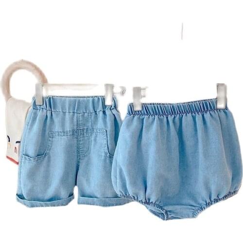 Korean Baby Boy Shorts Jeans 2021 Summer Girls Denim Cotton Casual Kids Short Pants For Children Trousers 0-6years Cute Clothing