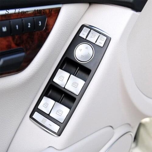 Car Styling Master Window Switch Console Button Cover Sticeker for Mercedes Benz C E Class W204 W212 Interior Door Armrest panel