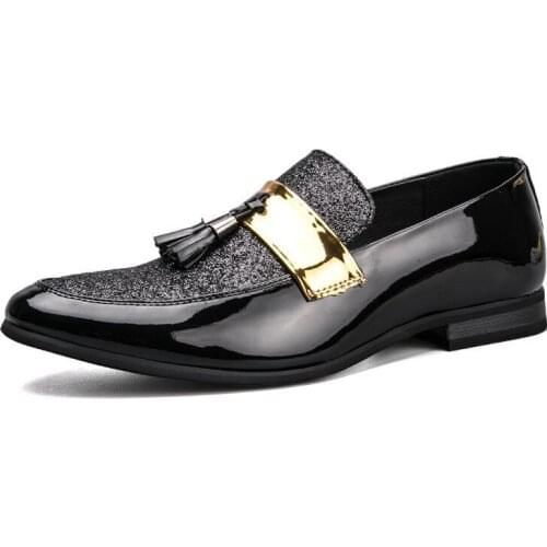 Handmade Pointed Toe Tassel Formal Patent Leather Oxford Shoes for Men Loafers Mens Formal Office Dress Wedding Shoes Men Shoe