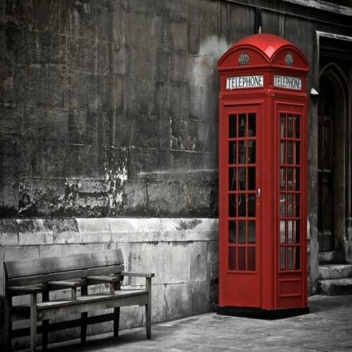 Dropship Colomac Vintage Wallpaper Nostalgic Retro British Style Red Phone Booth Foto Mural Wallpaper 3d Carta Da Parati 3d