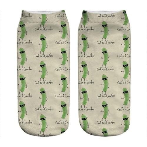 Womens socks kawaii Cool as a green cucumber Printed Socks Woman harajuku Happy Funny Novelty cute girl gift Socks for women
