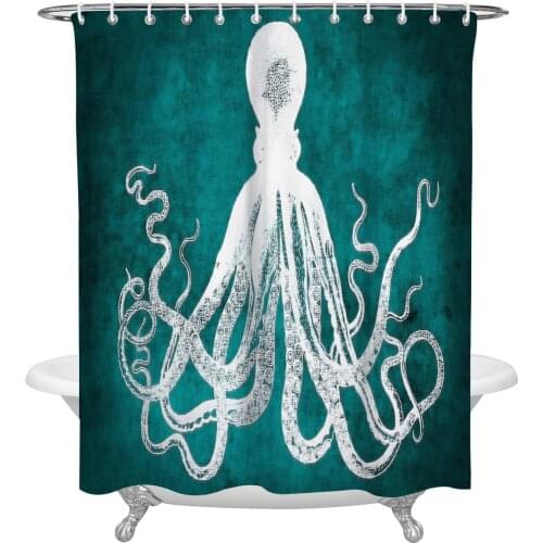 Animal Octopus Retro Texture Shower Curtain Home Bathroom Decor Shower Curtain Waterproof Christmas Shower Curtain