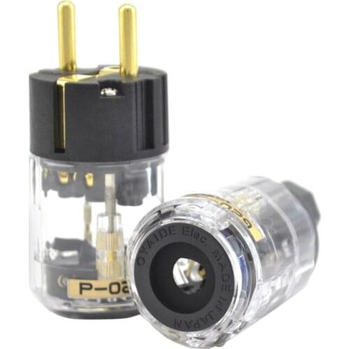 1Set P-029 and C-029 Fine Copper Gold Plated EU Version Power Plug For IEC Connector Power Cord Cable Plugs