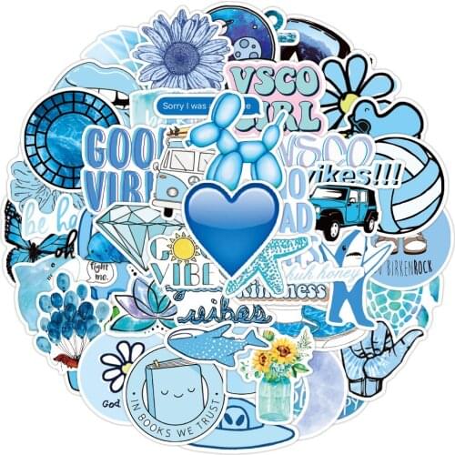 10/50Pcs Blue VSCO Stickers Girl Thing Cool Waterproof Stickers for Laptop Skateboard Motorcycle Car Pack Decal Girls Stickers