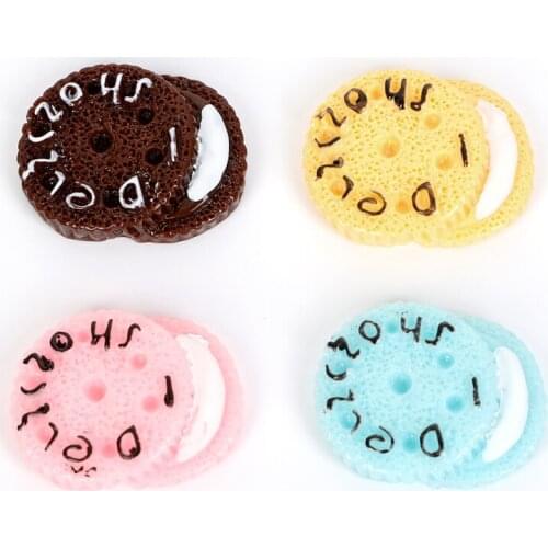 10Pcs 27x17mm Mixed Resin Flatback Round Cake Embellishment Cabochon Kawaii Decoration Scrapbooking Diy Craft Supplies Accessory