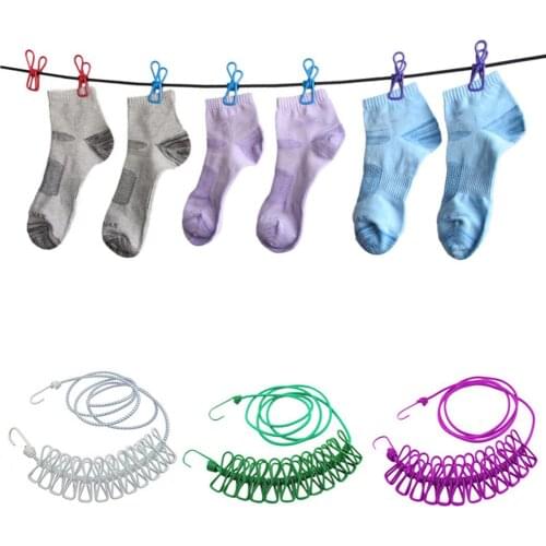 180cm Elastic Outdoor Clothesline Pants Laundry Drying Hanger Rope with 12 Clips Outdoor Camping Drying Clothes Hanger Rack Line