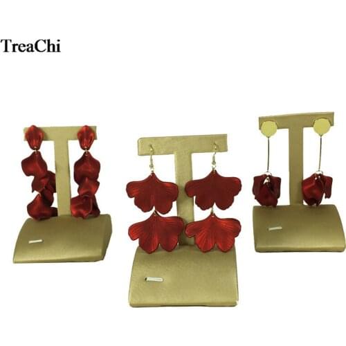 3pcs/lot T Shape Gold PU Earrings Props Counter Jewelry Earrings Studs Base Jewelry Display Stand Bracket