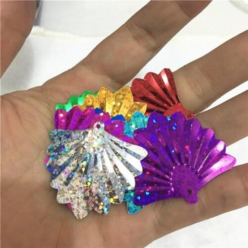 50Pcs/lot 38*35mm Shell/Fan shape Laser Loose Sequins Paillette Sewing Wedding Craft For Decoration Sewing DIY Accessory