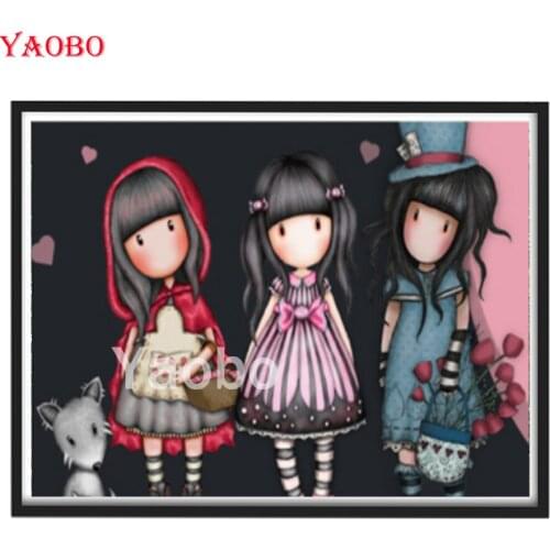 New 5D Full Square Diamond Painting 5d Cartoon cute little girl DIY Diamond Embroidery Mosaic pattern Childrens room decoration