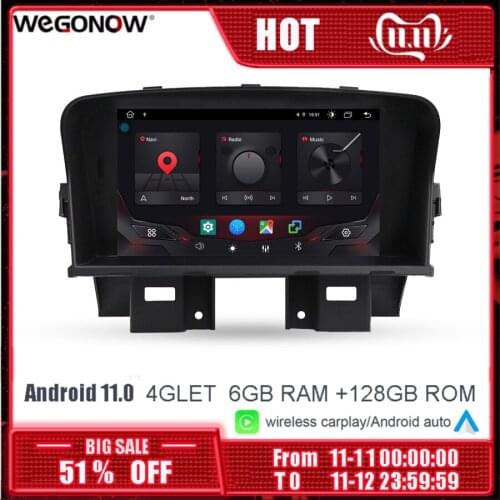 DSP IPS 7''Android 10.0 8Core 4GB 128GB Car DVD Player GPS Carplay 4G LET Map WIFI Bluetooth Radio For Chevrolet CRUZE 2008-2012