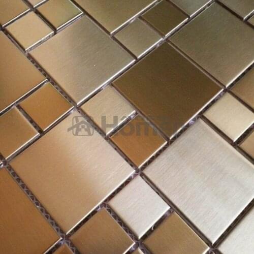 Free shipping,golden color stainless steel metal mosaic tiles from HOMER MOSAIC gold metal wall tiles