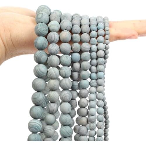 Frosted Grass Veins Natural Stone Beads Green Round Loose Spacer Bead For Jewelry Making Bracelets Charm Accessories 4/6/8/10MM