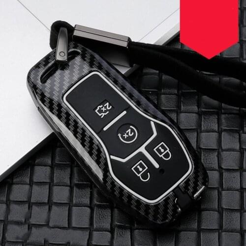 Carbon Fiber Alloy Car key holder Shell Cover Case For Ford Fusion Mondeo Mustang F-150 Explorer Edge 2015 2016 2017 2018 bag