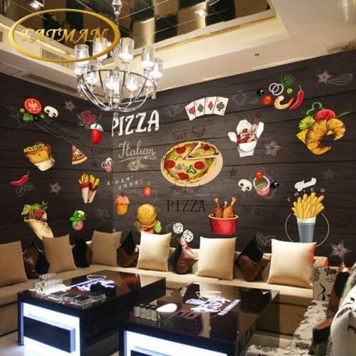 Dropshipping Fatman 3d Wallpaper Hand Painted Wood Pizza Restaurant Custom Mural Modern Wallpaper Papel De Pared