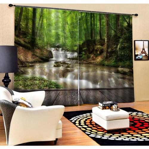 Photo green scenery curtains 3D Blackout Curtains For Living room Bedding room Drapes Cotinas
