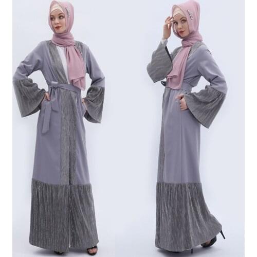 Factory hit color cardigan Muslim Robe syari female Dubai full length openwork Muslim abaya Arab Worship Service abaya wq2076