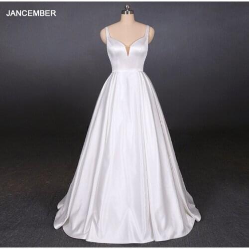 LSDZ20 White Simple Attractive Spaghetti Straps Sleeveless Wedding Dress 2021 Sequined Beading A-Line