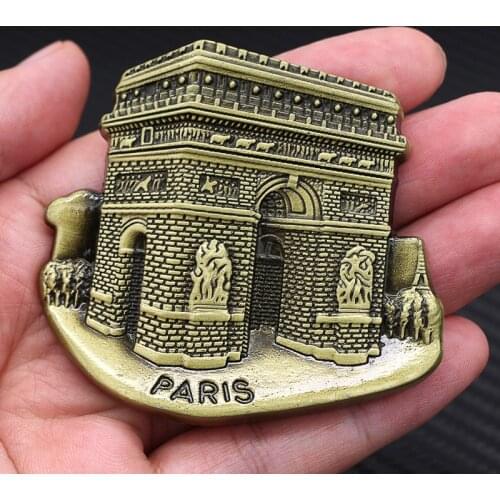 Metal magnetic refrigerator 3D fridge magnet tourism souvenirtriumphal arch of France magnetic Paris building model collection