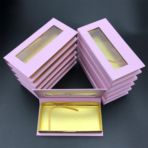 MIKIWI Wholesale Eyelashes Packaging Rectangle Pink Boxes Faux Cils Strip Diamond Magnetic Case Eyelash Care Box Without Eyelash