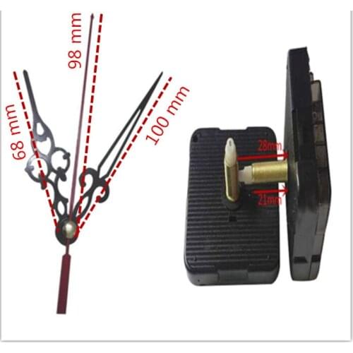 1 set wall Clock Quartz Movement Mechanism Black and Red Hands Repair Kit Tool Set 21mm screw length Drop Shipping