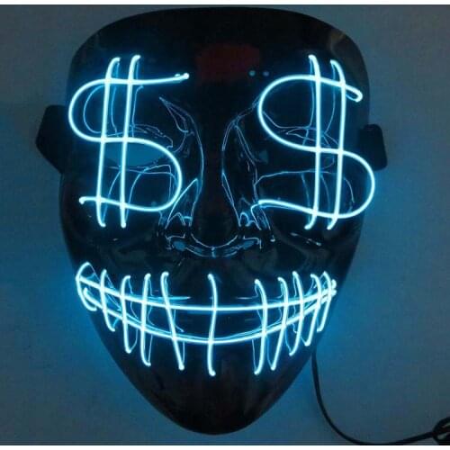 NEW Led Mask Halloween Party Masque Masquerade Masks Neon Maske Glow Light In The Dark Mascara Horror Maska Glowing Masker Purge