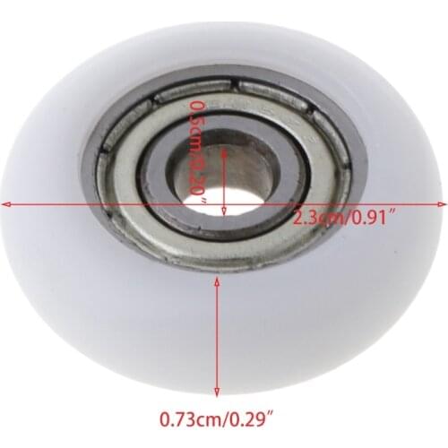 P15D 10 Pcs 5x23x7.3mm Nylon Plastic Carbon Steel Bearings Pulley Wheels Embedded Groove