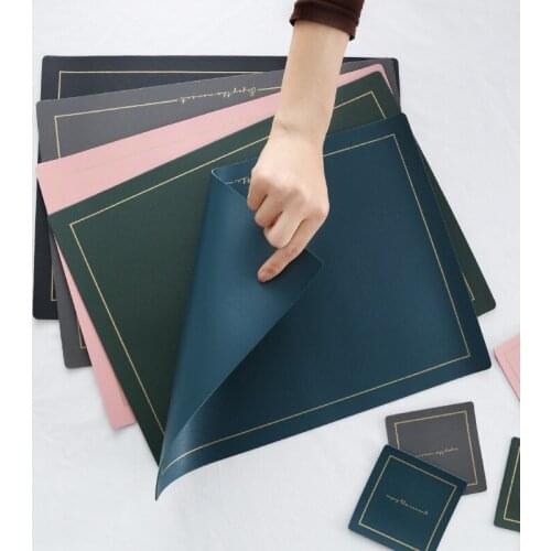 PU Leather Tableware Pad Placemat Table Mat Heat Insulation Non-Slip Simple Placemats Disc Coaster Placemat for Dining Table